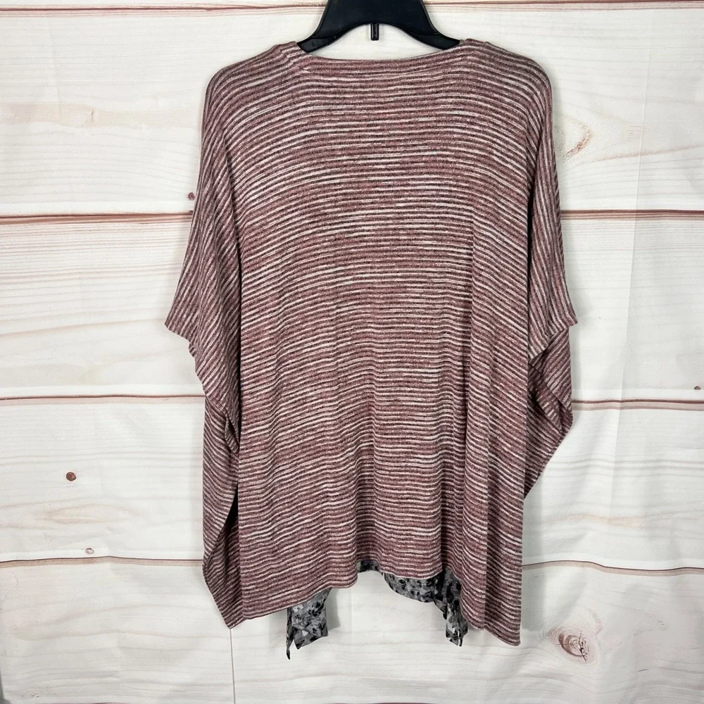 LOGO by Lori Goldstein Sweater Womens Small Pink Knit Shrug Tank Twinset V-Neck